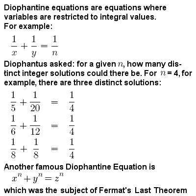 Diophantine equations