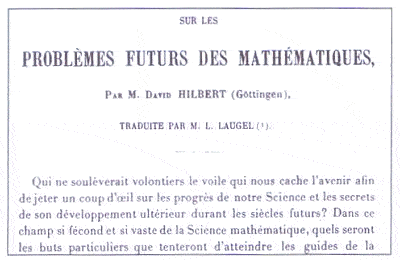 Part of the transcript of Hilbert’s 1900 Paris lecture, in which he set out his 23 problems