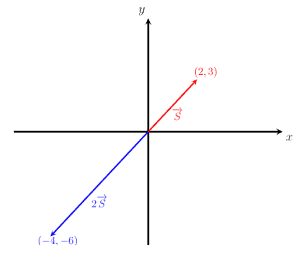 Vector multiplication by a negative scalar