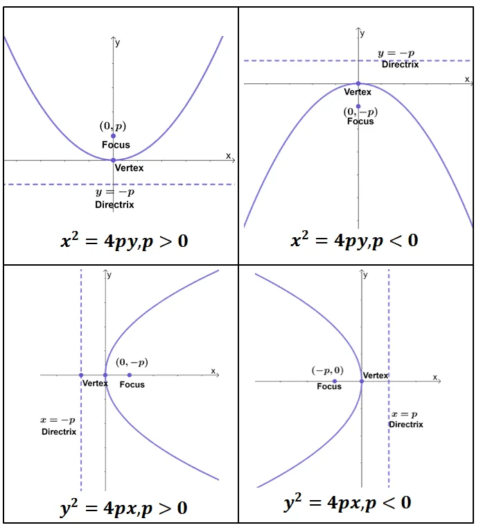 observing the different variations of parabolas centered at the origin