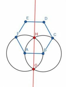 Divided hexagon for e4 perpendicular bisectors