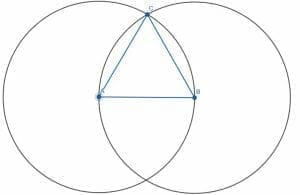 Equilateral triangle ABC for perpendicular bisectors e1