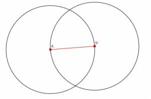 Line AB and circles for 60 degree angle