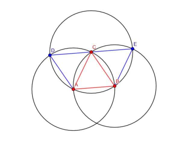 Three Equilateral triangles for 60 degree angle