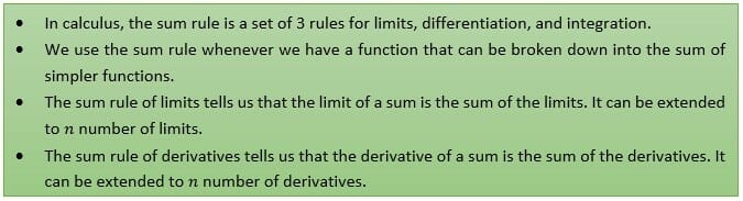 Sum rule in calculus
