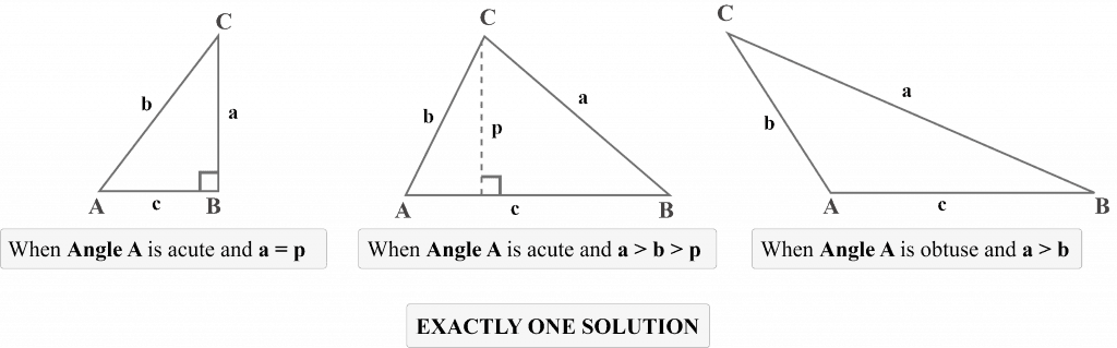 SSA triangle Case 3 Conclusion of ONE triangle exists