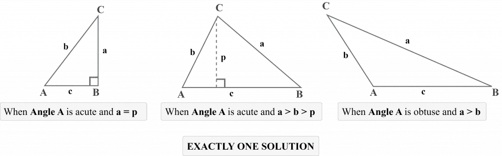 SSA triangle Case 3 Conclusion of ONE triangle exists