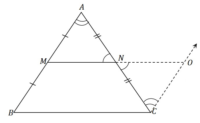 applying properties of parallel lines to prove the midpoint theorem