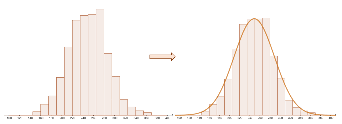 example of a shape of the distribution