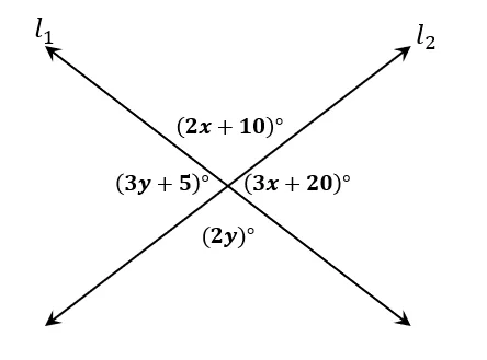 how to find unknown values from vertical angles