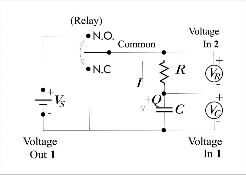 circuit diagram of capacitor charge q