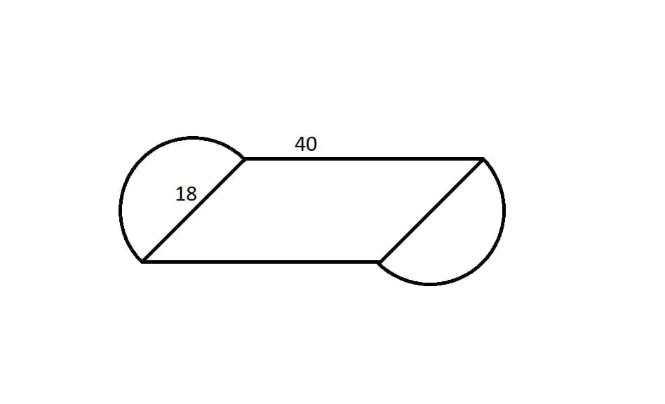 figure with two semi circles and a parallelogram