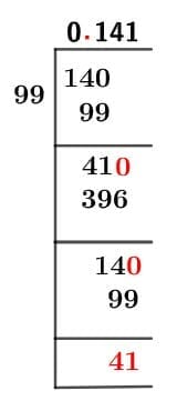 As a decimal 14/99 Long Division Method
