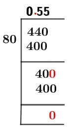 As a decimal 44/80 Long Division Method