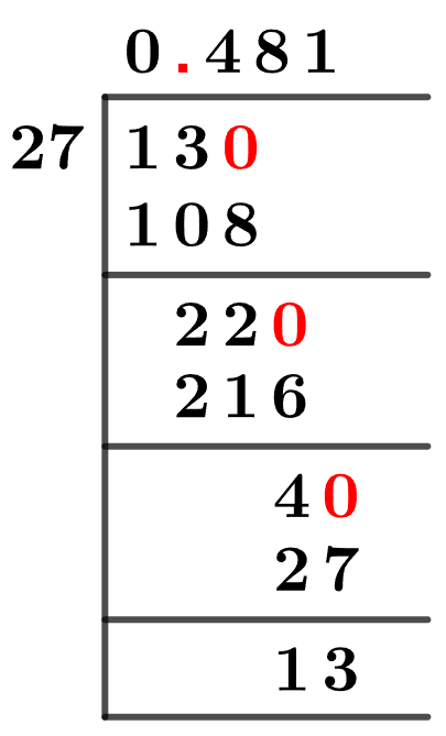 13/27 Long Division Method