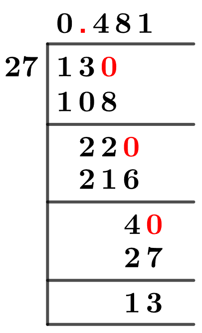 13/27 Long Division Method 13/27 Long Division Method