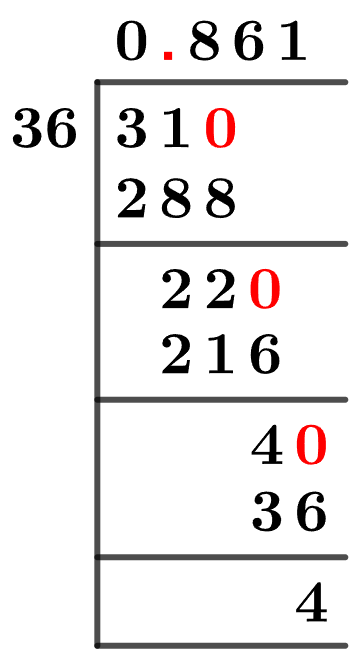 31/36 Long Division Method 31/36 Long Division Method
