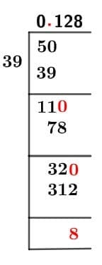 As a decimal 5/39 Long Division Method
