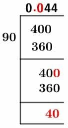 As a decimal 4/90 Long Division Method