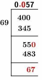 As a decimal 4/69 Long Division Method