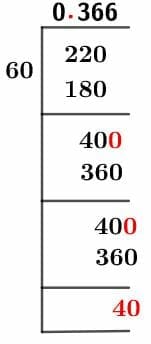 As a decimal 22/60 Long Division Method