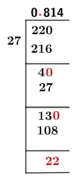 As a decimal 22/27 Long Division Method