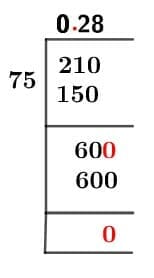 As a decimal 21/75 Long Division Method