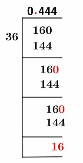 16/36 Long Division Method 16/36 Long Division Method