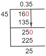 As a decimal 16/45 Long Division Method