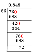 73/86 Long Division Method