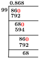 As a decimal 86/99 Long Division Method