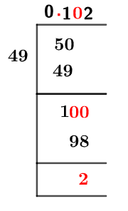 As a decimal 5/49 Long Division Method