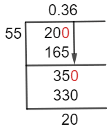 As a decimal 20/55 Long Division Method
