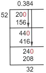 As a decimal 20/52 Long Division Method