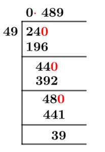 As a decimal 24/49 Long Division Method