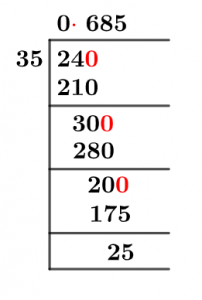 As a decimal 24/35 Long Division Method