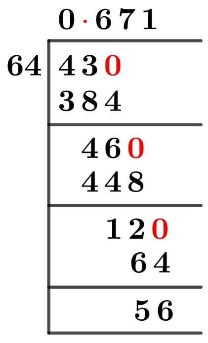 43/64 Long Division Method