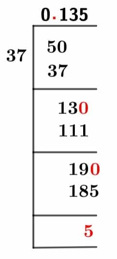 5/37 Long Division Method 5/37 Long Division Method
