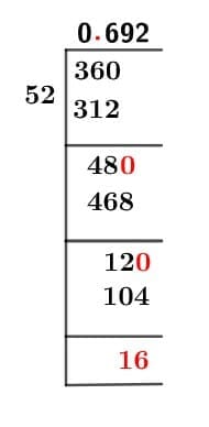 36/52 Long Division Method 36/52 Long Division Method