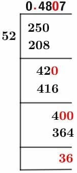 25/52 Long Division Method 25/52 Long Division Method