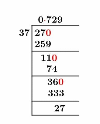 27/37 Long Division Method 27/37 Long Division Method