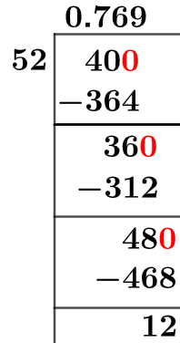 40/52 Long Division Method 40/52 Long Division Method