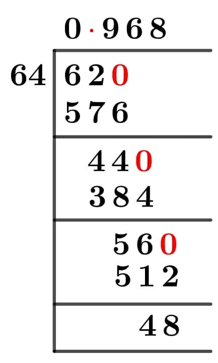 62/64 Long Division Method 62/64 Long Division Method