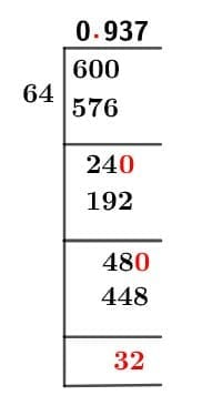 60/64 Long Division Method