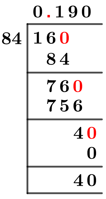 16/84 Long Division Method 16/84 Long Division Method