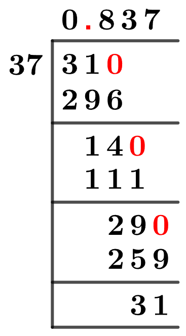31/37 Long Division Method