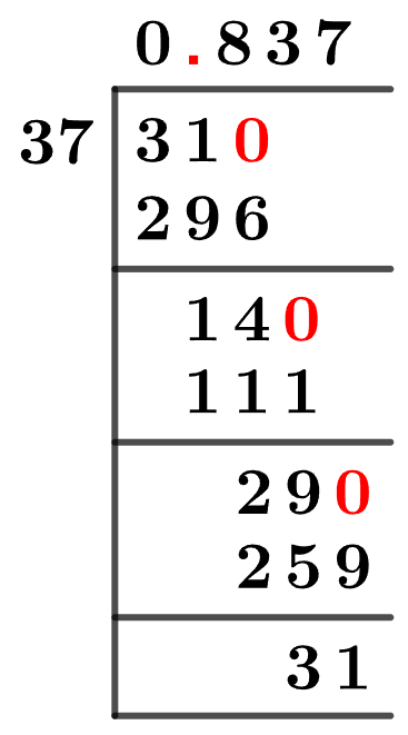 31/37 Long Division Method 31/37 Long Division Method