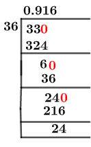 33/36 Long Division Method 33/36 Long Division Method