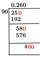 25/96 Long Division Method 25/96 Long Division Method