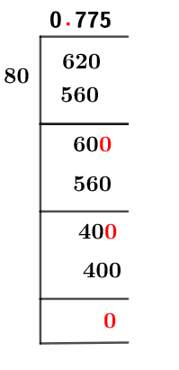 62/80 Long Division Method